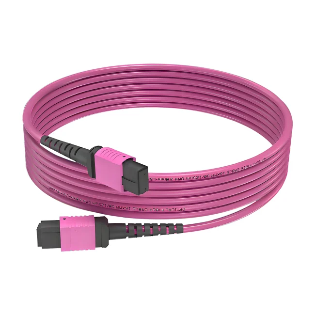 Fibra MPO OM4,Multimode fiber(OM4),Type A,MPO Cable OM4 8 Jumper PC (Female) to MPO Cable OM4 8 Jumper PC (Female),OFNP-Plenum,30m (98.43ft)