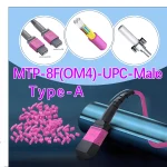 MTP/MPO Fiber Cable,Multimode fiber(OM4),Type A,MTP 8 Jumper UPC (Male) to MTP 8 Jumper UPC (Male),OFNP-Plenum,1m (3.28ft)~100m (328.08ft)
