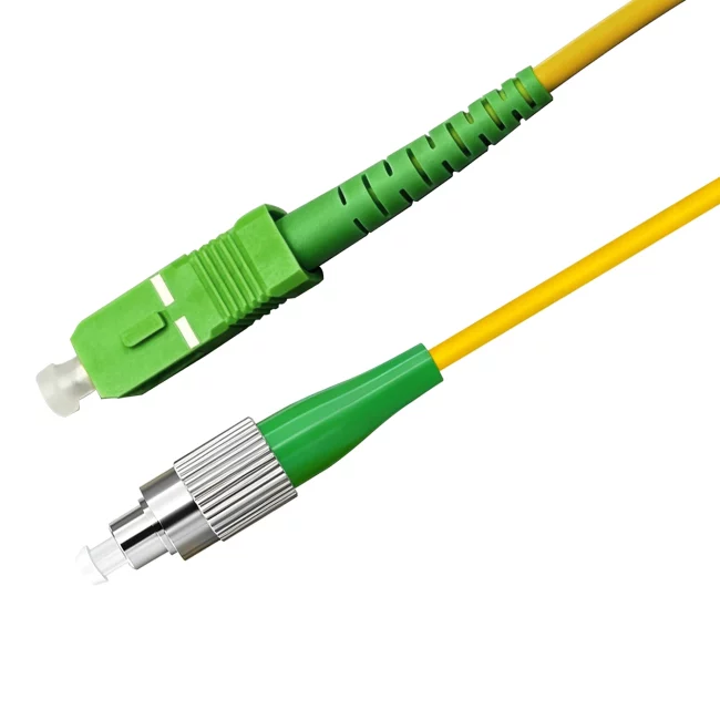 Fiber Jumper Cables, SC APC Cable Simplex to FC APC Fiber Simplex, Single Mode Fiber(G657A1), 2.0mm, Tight-Buffered, Yellow, Riser (OFNR), 0.2m (0.65ft)-30m (98.43ft)