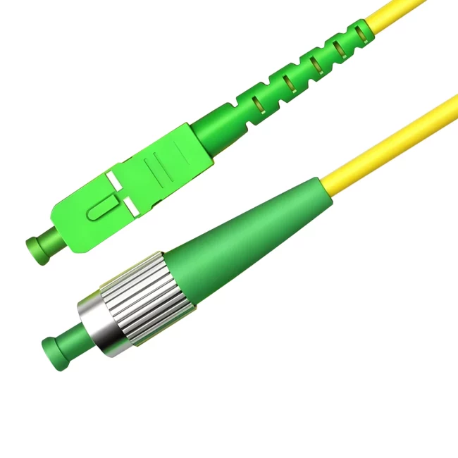 Fiber Jumper Cables, SC APC Cable Simplex to FC APC Fiber Simplex, Single Mode Fiber(G657A1), 2.0mm, Tight-Buffered, Yellow, Riser (OFNR), 0.2m (0.65ft)-30m (98.43ft)