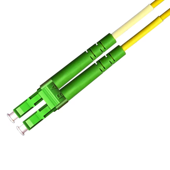 LC/APC Connector Duplex Single Mode, LC/APC Duplex Connector to LC/APC Duplex Connector, Single Mode Fiber(G657A1), 2.0mm, Tight-Buffered, Yellow, Riser (OFNR), 0.2m (0.65ft)-30m (98.43ft)