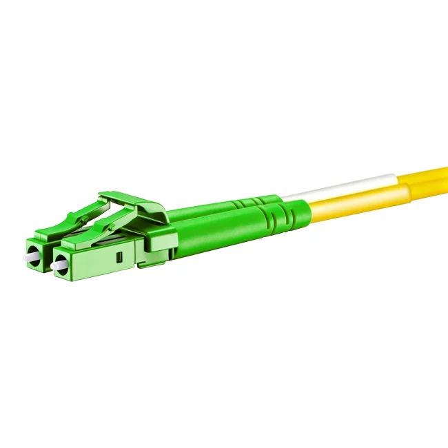 LC Fiber Jumper, Duplex LC UPC Connector to Duplex LC/APC Connector, Single Mode Fiber(G657A1), 2.0mm, Tight-Buffered, Yellow, Riser (OFNR), 0.2m (0.65ft)-30m (98.43ft)