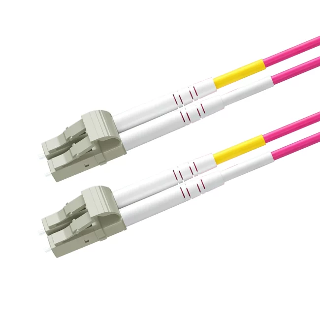 Fiber Jumper Cables Multimode, Duplex LC UPC Cable to Duplex LC UPC Cable, Multimode Fiber (OM4), 2.0mm, Tight-Buffered, Orange, Riser (OFNR), 0.2m (0.65ft)-30m (98.43ft)