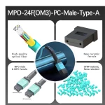 MPO 24 Cable,Multimode Fiber(OM3),Type A,MPO 24 Connector-24 PC (Male) to MPO 24 Connector-24 PC (Male),OFNP-Plenum,1m (3.28ft)~100m (328.08ft)