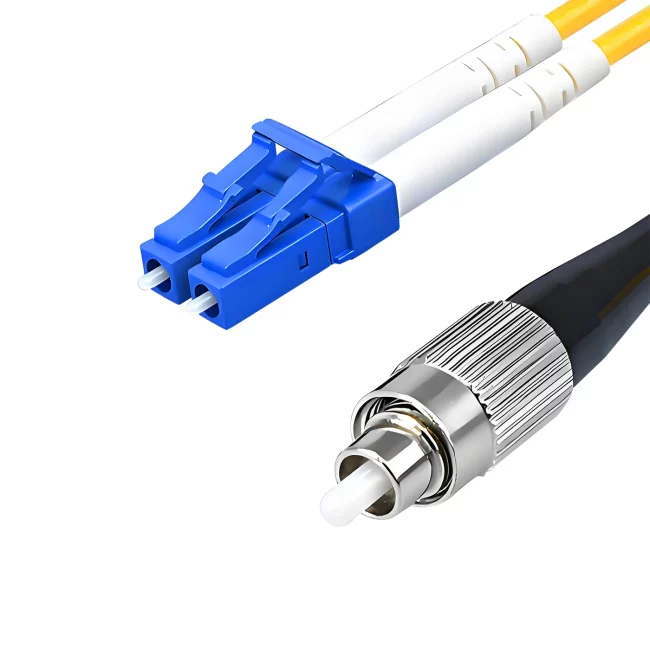 What Is A Fiber Jumper, LC UPC Duplex Patch Cord to Patch Cord FC UPC Duplex, Single Mode Fiber(G657A1), 2.0mm, Tight-Buffered, Yellow, Riser (OFNR), 0.2m (0.65ft)-30m (98.43ft)