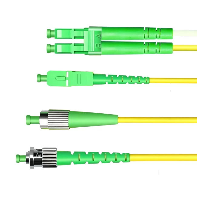 LC APC SC APC, LC/APC Connector Duplex to SC APC Connector Duplex, Single Mode Fiber(G657A1), 2.0mm, Tight-Buffered, Yellow, Riser (OFNR), 0.2m (0.65ft)-30m (98.43ft)