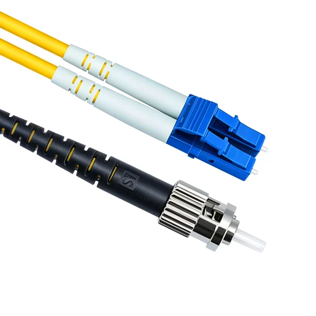 Fiber Patch Cables, Duplex LC UPC Fiber Cable to ST UPC Fiber Optic Connector Duplex, Single Mode Fiber(G657A1), 2.0mm, Tight-Buffered, Yellow, Riser (OFNR), 0.2m (0.65ft)-30m (98.43ft)