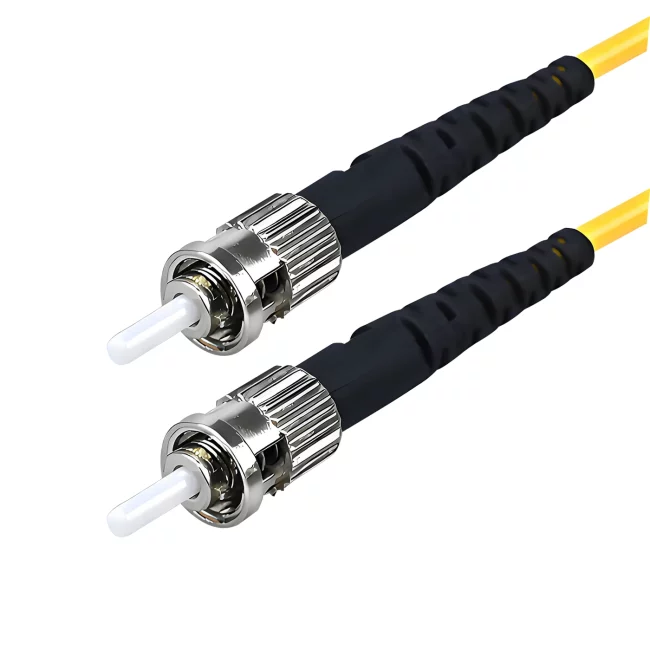 Fiber Jumper Types, ST UPC fiber Duplex to ST UPC fiber Duplex, Single Mode Fiber(G657A1), 2.0mm, Tight-Buffered, Yellow, Riser (OFNR), 0.2m (0.65ft)-30m (98.43ft)