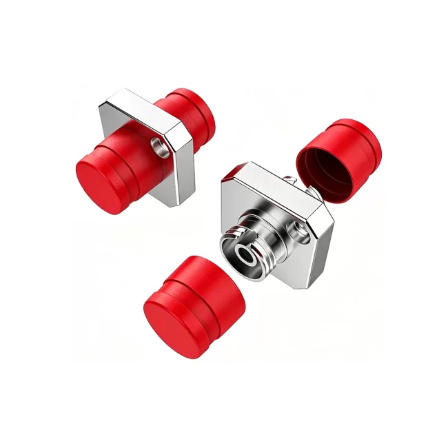 Fiber Adapters, FC UPC to FC UPC, Simplex, Single Mode (OS2), Square Solid Type One Piece Metal Fiber Optic Adapter/Coupler with Flange