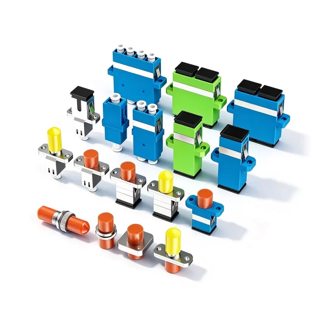 Fiber Adapters, LC UPC to LC UPC, Simplex/Duplex & Quad, Single Mode (OS2), Plastic Shuttered Fiber Optic Adapter/Coupler without Flange & with Flange, Blue Color