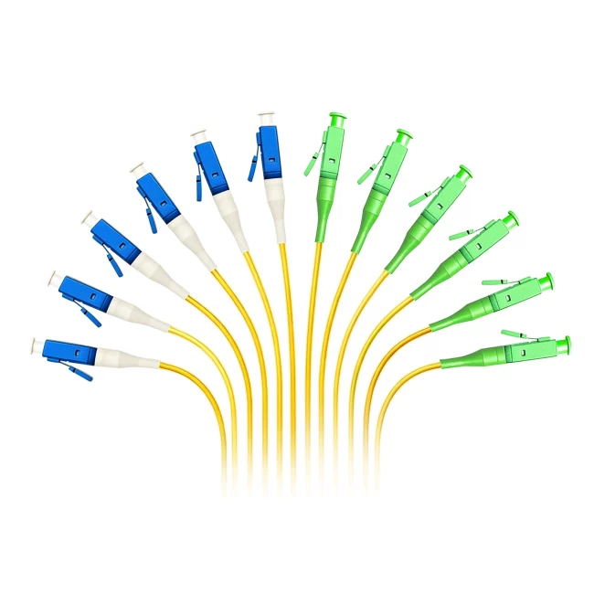 Fiber Pigtails Single Mode, FC APC Fiber Connector Simplex to Unterminated, Single Mode Fiber(G657A1), 0.9mm, Tight-Buffered, Yellow, PVC (Unrated), 1m (3.28ft)-5m (16.4ft)