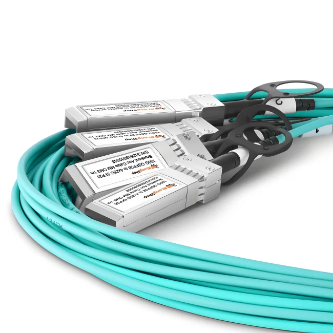Active Optical Cable (AOC)|Active Optical Breakout Cable Cisco Compatible 100G QSFP28 to 4x25G SFP28 OM3 ,Flame Retardant LSZH ,1m (3.28ft)~30m (98.43ft)