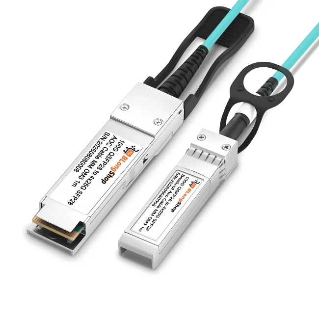 Active Optical Cable (AOC)|Active Optical Breakout Cable Cisco Compatible 100G QSFP28 to 4x25G SFP28 OM3 ,Flame Retardant LSZH ,1m (3.28ft)~30m (98.43ft)