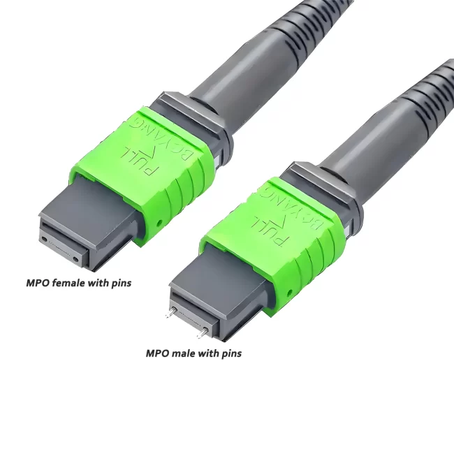 mpo fiber cable,mpo shop,mpo kabel,Single Mode Fiber(G657A1),Type A,MPO 24 Connector-24 APC (Male) to MPO 24 Connector-24 APC (Male),Flame Retardant LSZH,1m (3.28ft)~100m (328.08ft)